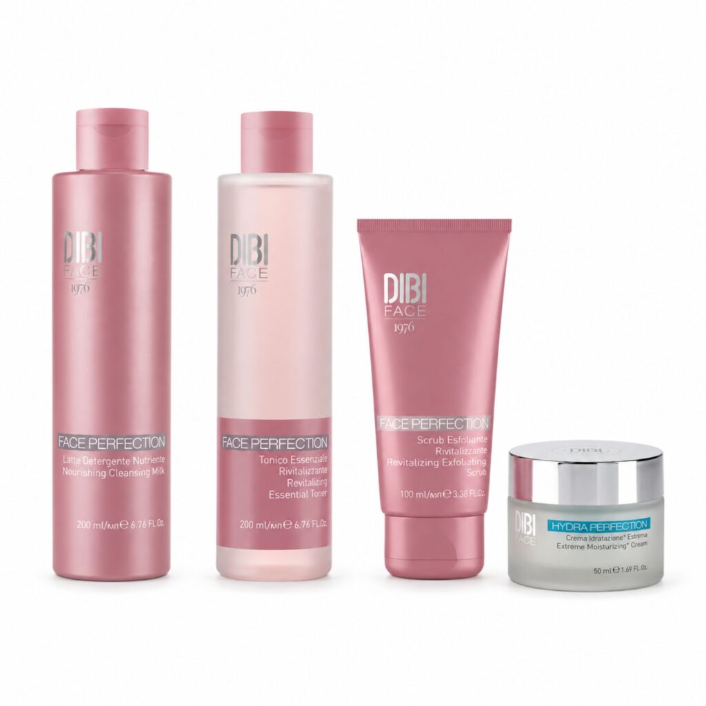 Kit pulizia viso DIBI Milano con detergente, tonico, scrub e crema idratante